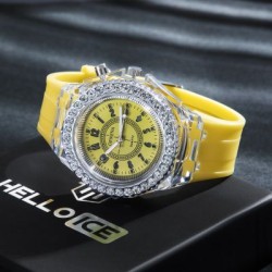 Helloice Reloj deportivo con iluminación LED luminosa multicolor y correa de silicona