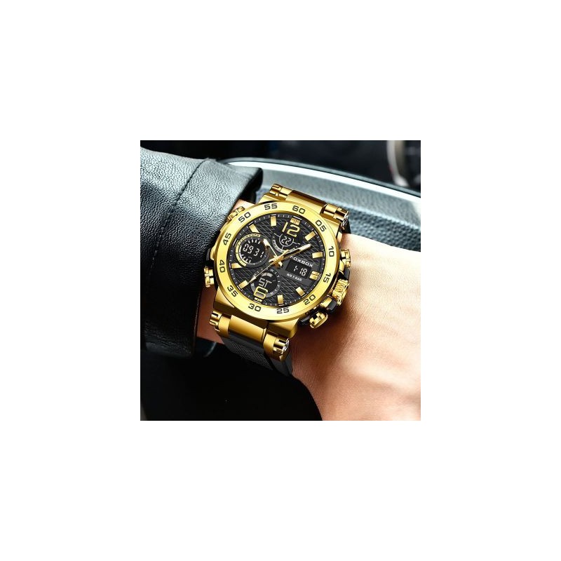 Helloice Reloj deportivo luminoso de cuarzo para hombre, resistente al agua, con correa de silicona