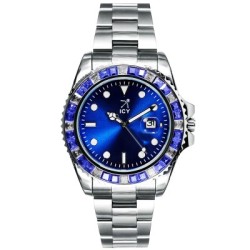 Helloice 40mm Reloj con Esfera Azul y Diamantes en Dos Tonos de Oro Blanco