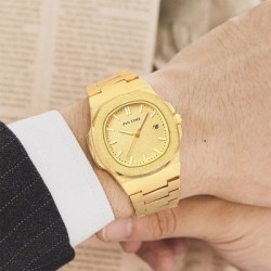 Helloice Reloj de cuarzo para hombre con calendario y esfera esmerilada