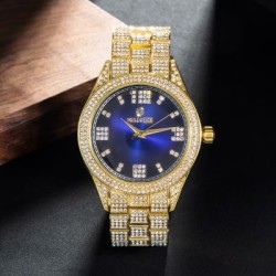 Helloice Reloj con esfera de números romanos y zafiro helado
