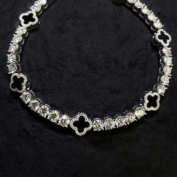 Helloice Pulsera de tenis Iced Out con trébol de cuatro hojas