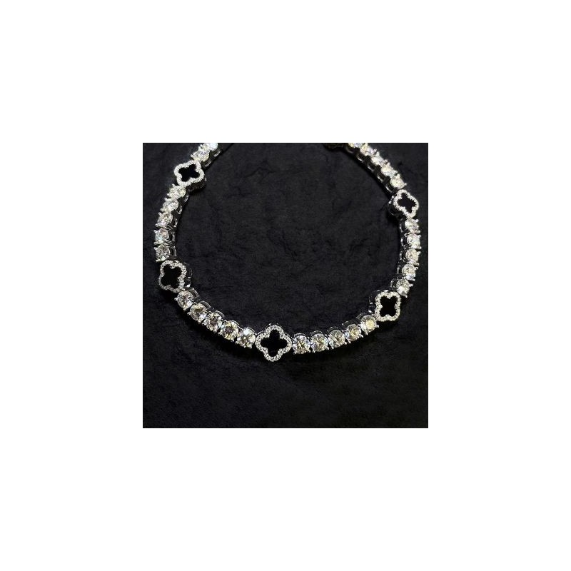 Helloice Pulsera de tenis Iced Out con trébol de cuatro hojas