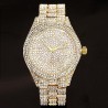 Helloice Reloj para hombre con bisel redondo completamente helado en oro