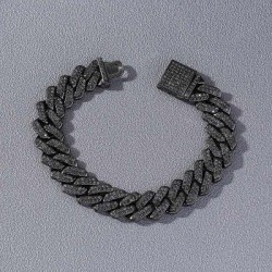 Helloice Brazalete cubano Iced Miami de 14 mm en oro negro