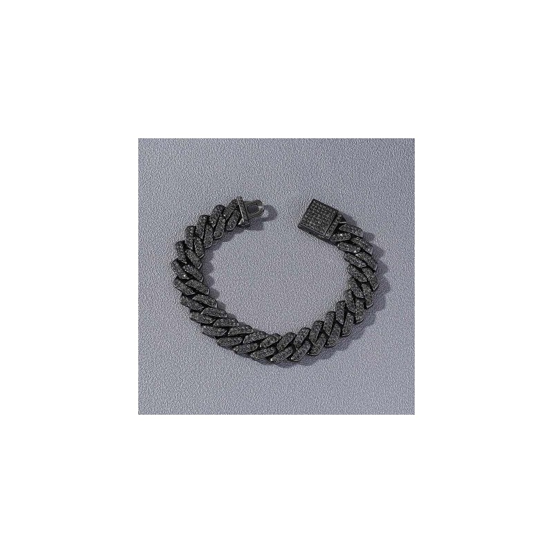 Helloice Brazalete cubano Iced Miami de 14 mm en oro negro