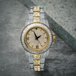 Helloice Reloj Iced de dos tonos en oro de 18 quilates