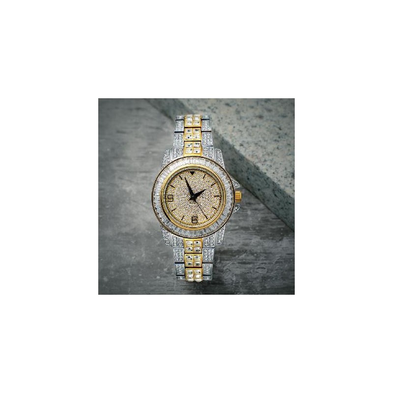 Helloice Reloj Iced de dos tonos en oro de 18 quilates
