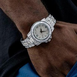 Helloice Reloj Iced con acabado en oro blanco de 18 quilates