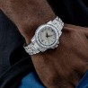 Helloice Reloj Iced con acabado en oro blanco de 18 quilates