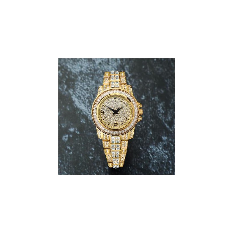 Helloice Reloj Iced con acabado en oro de 18 quilates