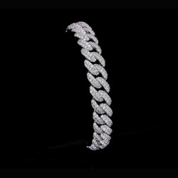 Helloice Pulsera de eslabones cubanos de Miami con micropavé de 10 mm