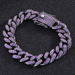 Helloice Pulsera cubana Miami de 13 mm en color morado helado