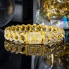 Helloice 12mm 8" Pulsera Cubana con Letras Iniciales de Diamantes en  Oro