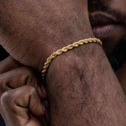 Helloice 4mm Pulsera de Cuerda de Oro