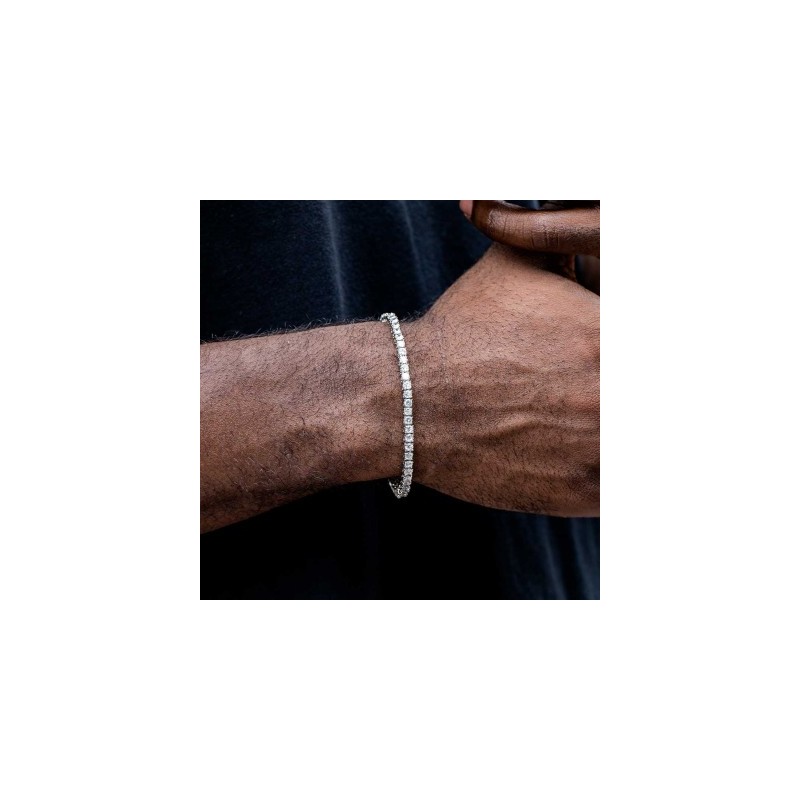 Helloice Pulsera de Tenis de Plata de 18K de 3mm