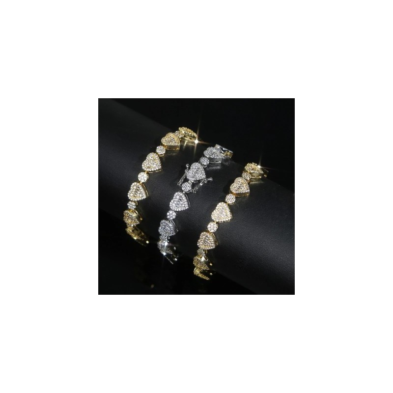 Helloice Pulsera en forma de corazón redonda y baguette