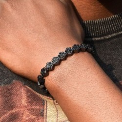 Helloice Pulsera de Tenis Hexagon de 8mm en Oro Negro