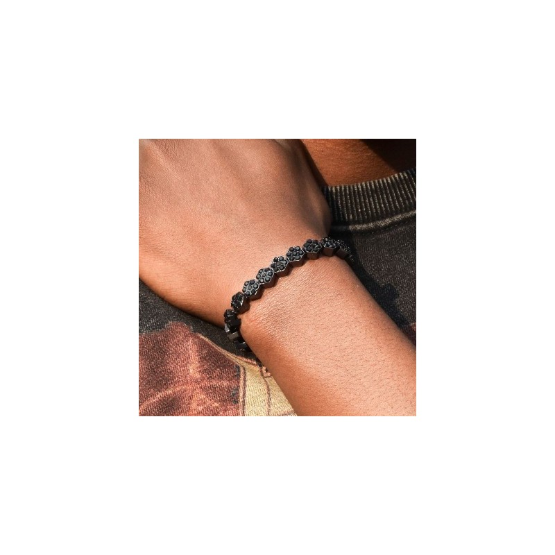 Helloice Pulsera de Tenis Hexagon de 8mm en Oro Negro