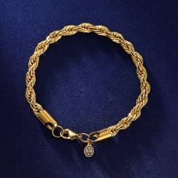 Helloice 6mm Pulsera de Cuerda de Oro