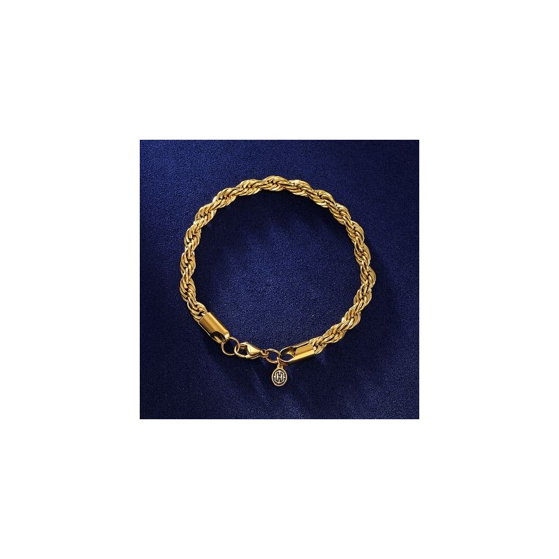 Helloice 6mm Pulsera de Cuerda de Oro