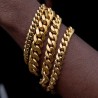 Helloice 8mm/10mm/12mm/14mm 8" Pulsera Cubana de Acero Inoxidable de Oro