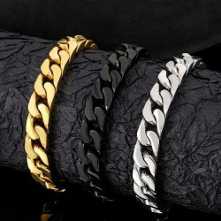 Helloice Pulsera Cubana Miami de Acero Inoxidable de 10mm