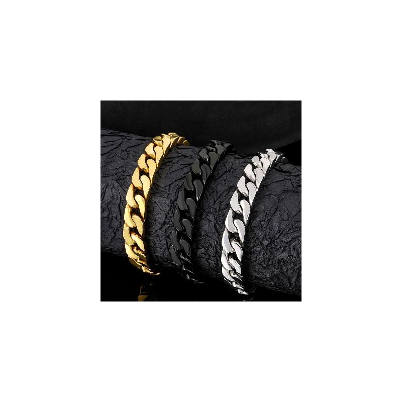 Helloice Pulsera Cubana Miami de Acero Inoxidable de 10mm
