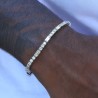 Helloice Pulsera de tenis de piedra de corte de baguette de 3 mm en oro blanco