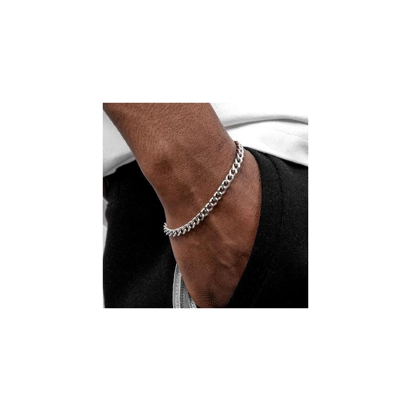 Helloice Pulsera de 5 mm de enlace cubano sólido de plata esterlina 925