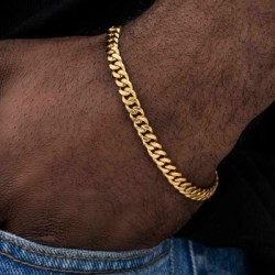 Helloice 6mm Pulsera Cubana de Oro