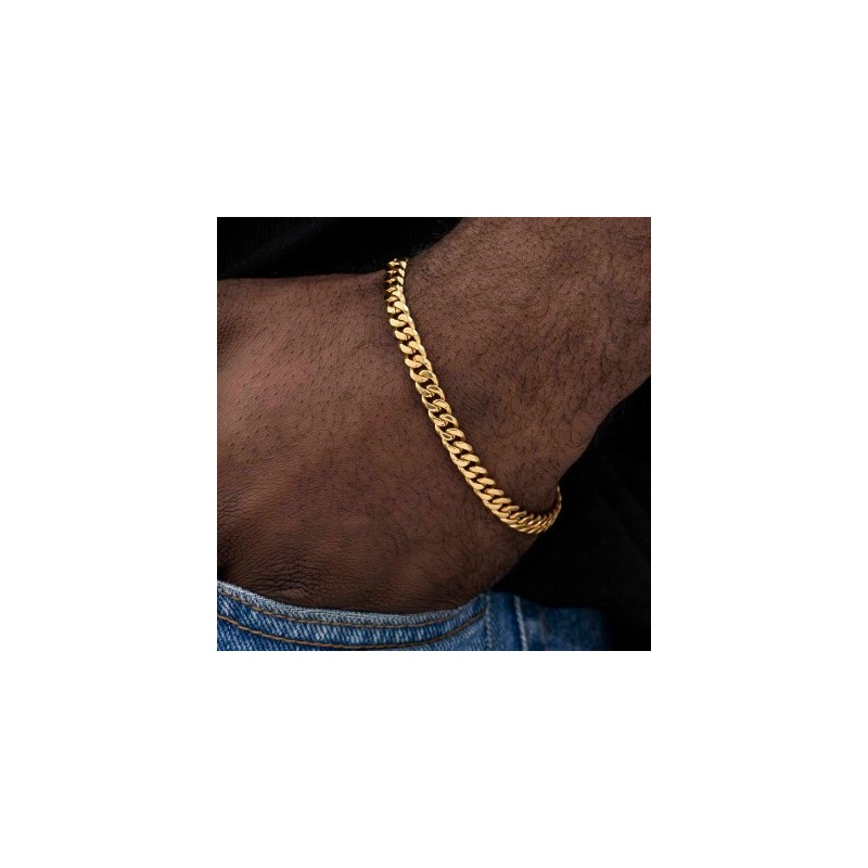 Helloice 6mm Pulsera Cubana de Oro