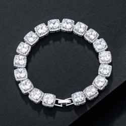 Helloice Brazalete de tenis en racimos de 10 mm en oro blanco