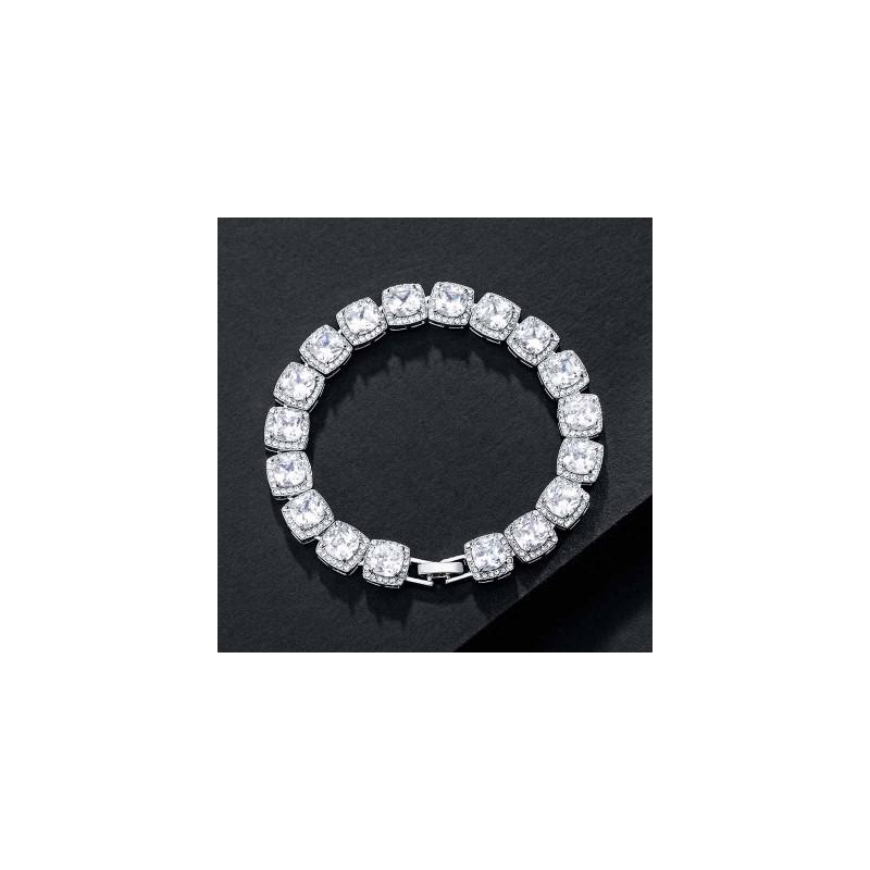 Helloice Brazalete de tenis en racimos de 10 mm en oro blanco