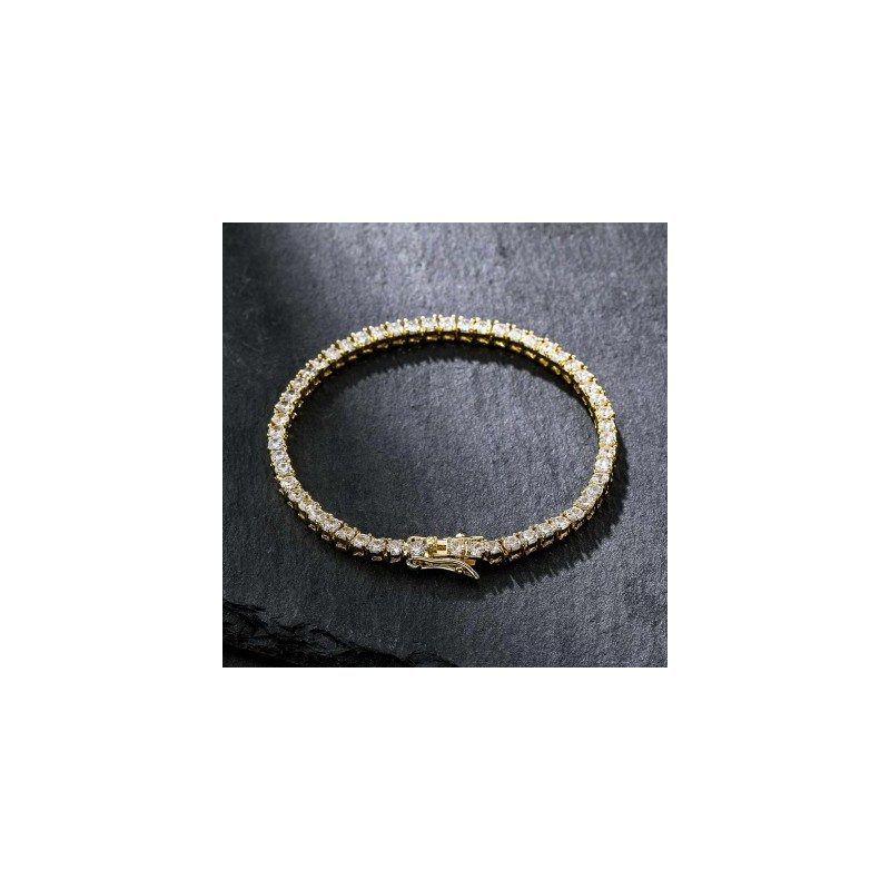 Helloice Pulsera de tenis de 3 mm en oro de 18 quilates