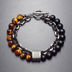 Helloice Pulsera de Cadena de Cuentas de Piedra Curativa Natural