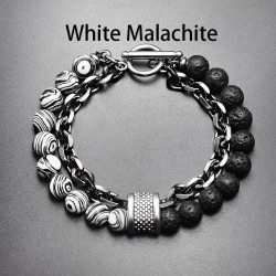 Helloice Pulsera de Cadena de Cuentas de Piedra Curativa Natural
