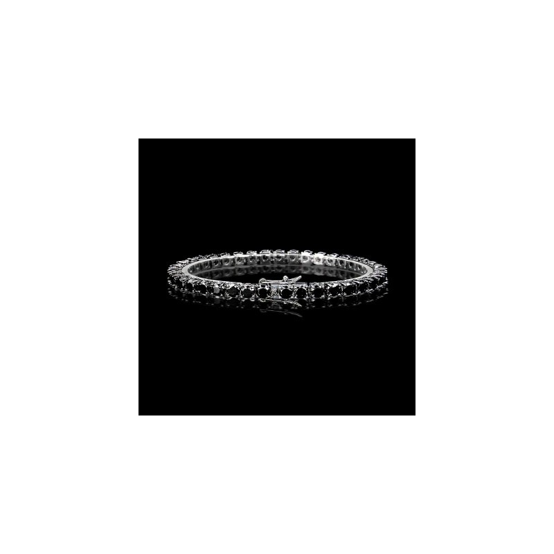 Helloice Pulsera de tenis con piedras negras de 5 mm en oro negro de 18 quilates