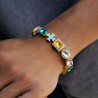 Helloice Pulsera con cruz esmaltada de diamantes multicolores de 10 mm