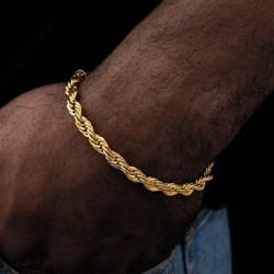 Helloice 5mm Pulsera de Cuerda de Oro