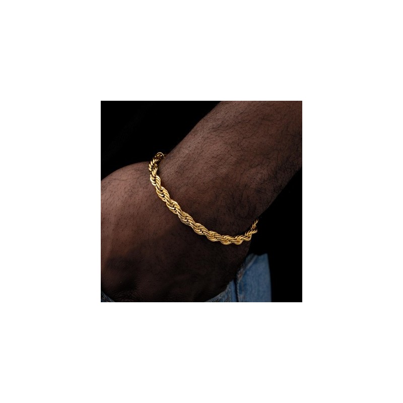 Helloice 5mm Pulsera de Cuerda de Oro