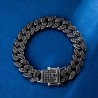 Helloice Pulsera de enlace cubano Miami de 12 mm en negro con hielo