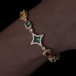 Helloice Pulsera Iced de diamantes multicolores de 10 mm