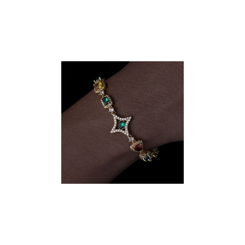 Helloice Pulsera Iced de diamantes multicolores de 10 mm