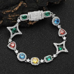 Helloice Pulsera Iced de diamantes multicolores de 10 mm