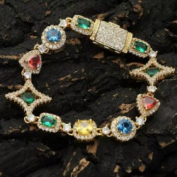 Helloice Pulsera Iced de diamantes multicolores de 10 mm