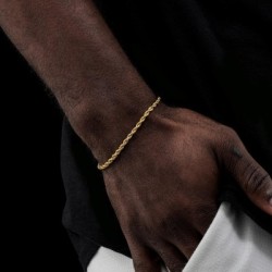 Helloice 3mm Pulsera de Cuerda de Oro