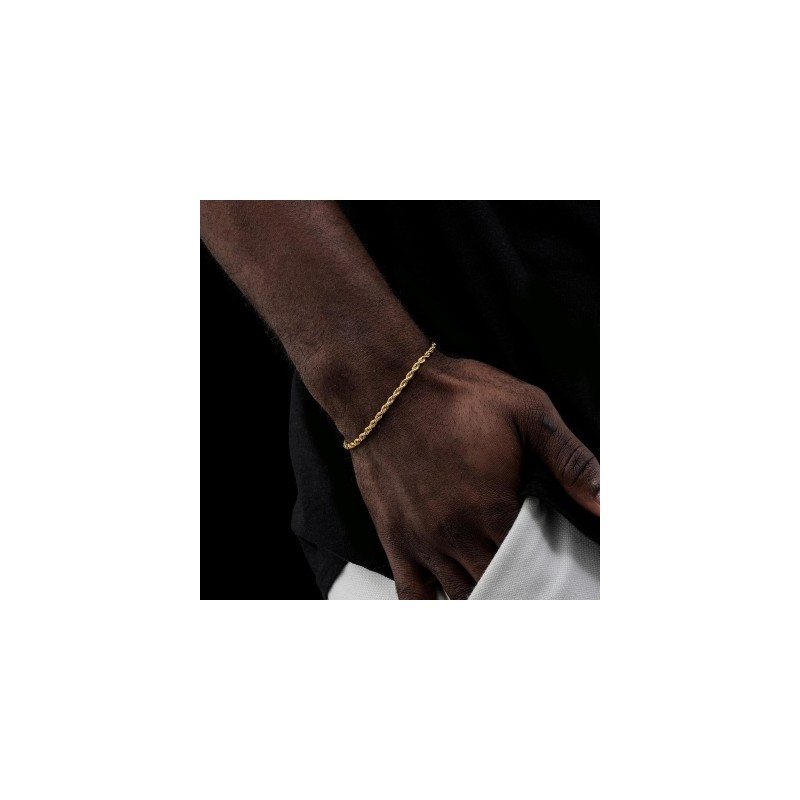 Helloice 3mm Pulsera de Cuerda de Oro