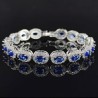Helloice Pulsera con halo de talla ovalada de zafiro, esmeralda, rubí, blanco y negro helado