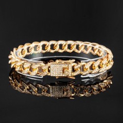 Helloice Pulsera cubana Miami Iced con forma de lágrima de 10 mm en oro